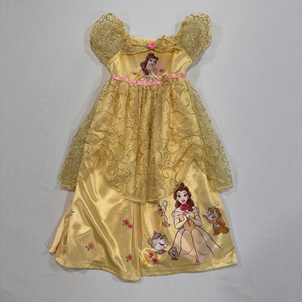 Disney Princess Belle Nightgown Toddler‎ 2T Yellow Beauty and the Beast Graphics